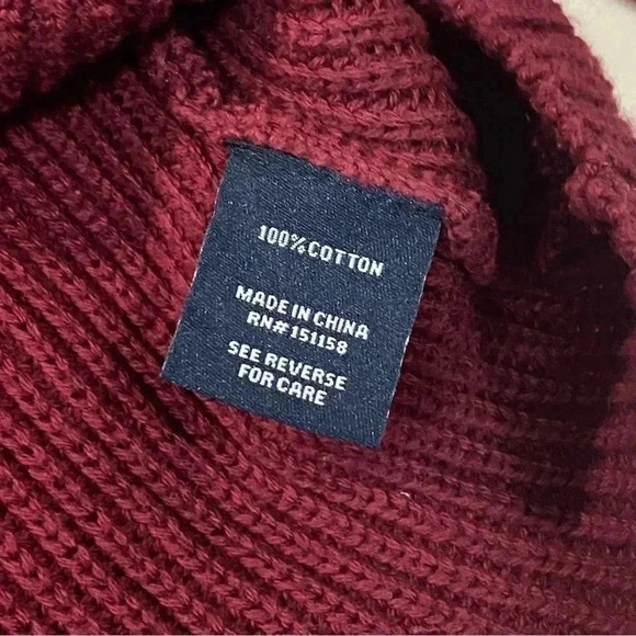 525 America 100% cotton maroon women’s turtleneck bell long sleeve pullover tops - Picture 5 of 7